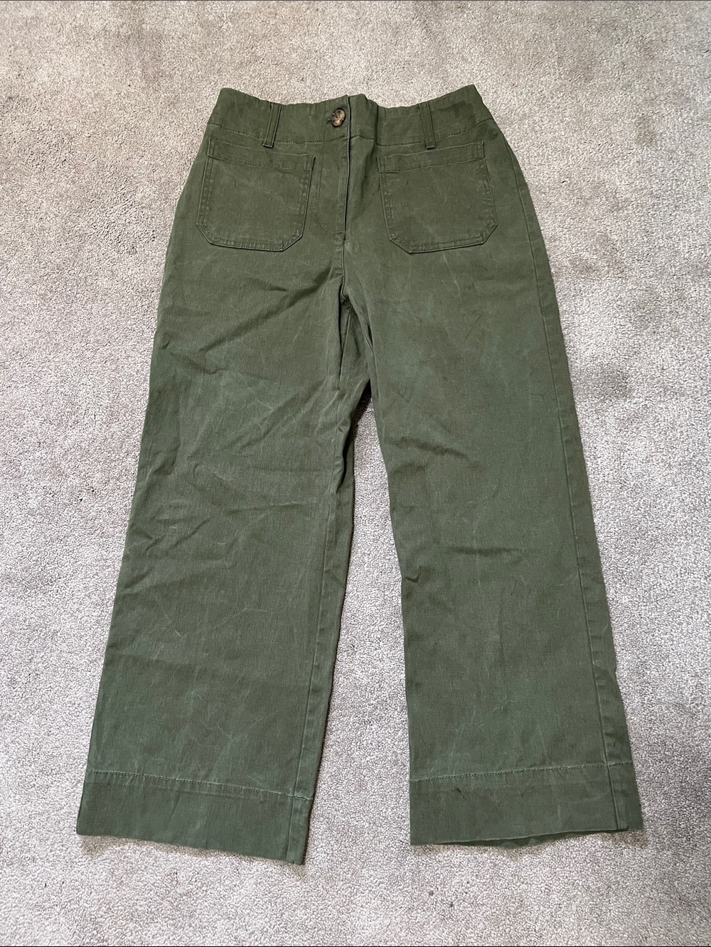 Nicole Miller New York Olive Green Wide Leg Crop Pants Size 6